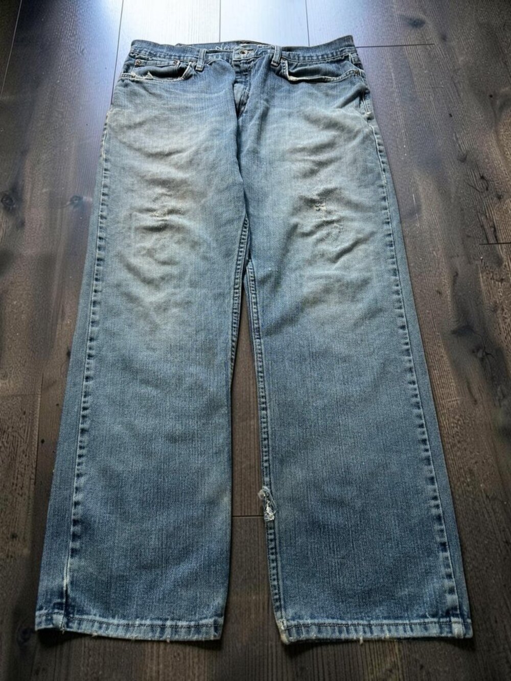 Nautica Jeans Mens 36x32 Blue Solid Straight Fit Y2K